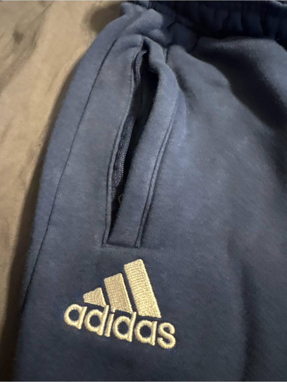 Adidas Navy Blue Fleece Sweatpants - Picture 2 of 4